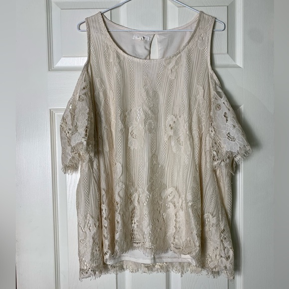 Maurices | Eyelash Lace Cold Shoulder Top - 2X - Picture 3 of 9